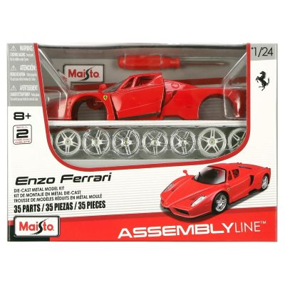 Комплект за сглобяване на метална количка, Maisto, Ferrari Enz, 35 piese, 1:24, Червена