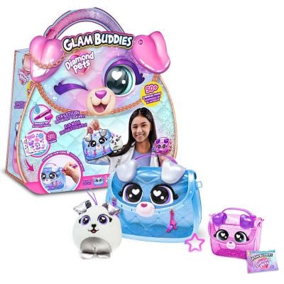 Плюшена играчка изненада с 2 чантички, Glam Buddies, Diamond Pets
