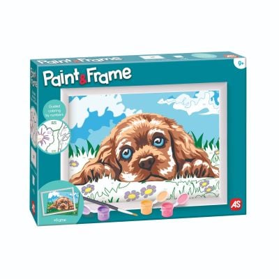 Комплект за рисуване по номера, Happi Hobbi, Paint and frame, Любящо кученце
