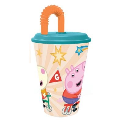 Чаша със сламка и капак, Stor, Peppa Pig, 430 мл
