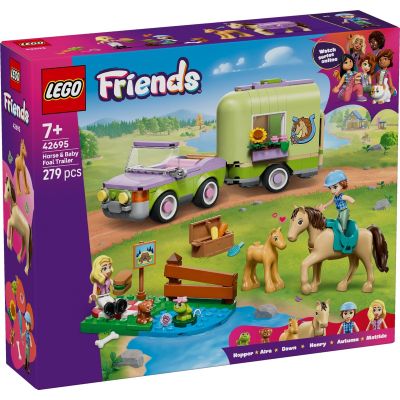 LEGO® Friends - Ремарке за кон и бебе жребче (42695)