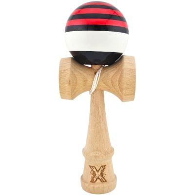 Дървена играчка за сръчност, Kendama X, Super Sticky, 18 cм, Червено, черно, бяло.