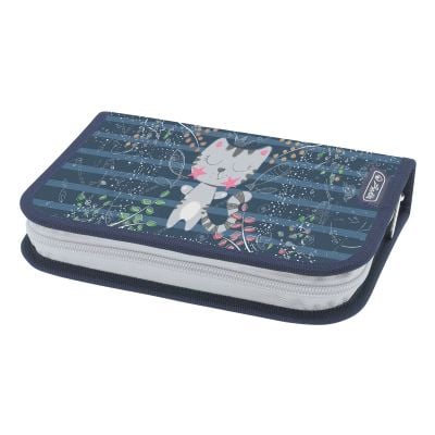 Оборудван моливник с едно отделение, Herlitz, Chill Cat, 34 части