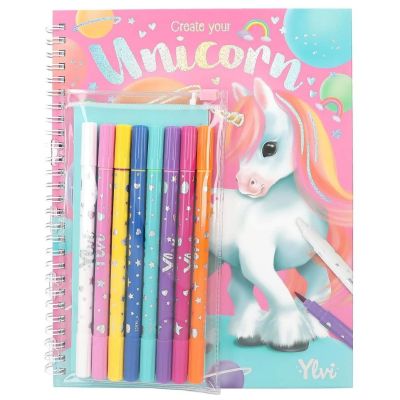 Творческа книжка с 8 маркера, Depesche, Unicorn Ylvi