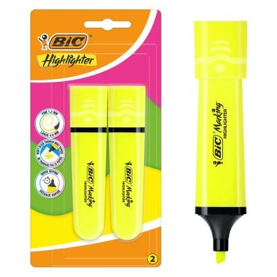 Комплект 2 маркера, Bic, Highlighter Flat, Galben Neon