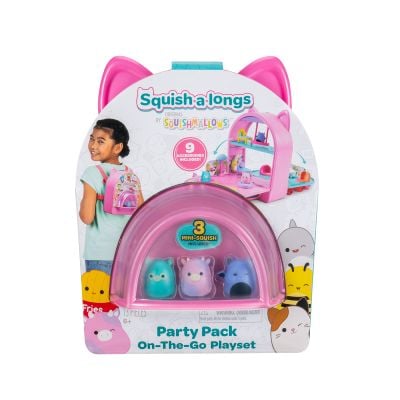 Комплект 3 фигурки, Squishmallows, Squish a longs, Party Pack On the Go, 9 аксесоара