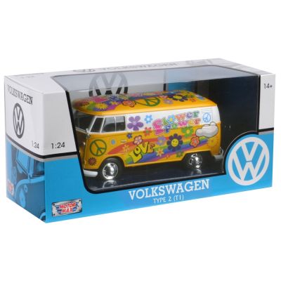 Ван Motormax, Volkswagen Type 2 T1 Flower Power, Жълт, 1:24