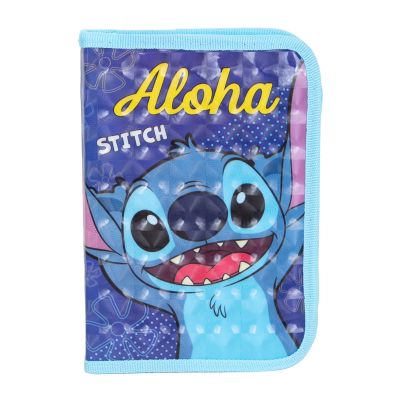 Моливник с 1 цип и 2 удължения, Disney Stitch, Aloha, Син