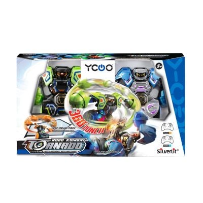 Комплект 2 робота с дистанционно управление, Silverlit, Robo Kombat, Tornado 360 Punch, Зелено-Син