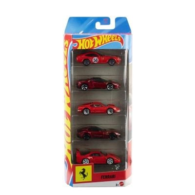 Комплект 5 метални колички, Hot Wheels, Ferrari, 1:64, JLN12
