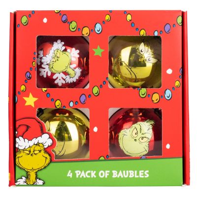 Комплект от 4 коледни топки, Grinch