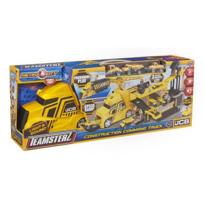 Камион с платформа и 3 превозни средства, Teamsterz, JCB Construction Command Truck