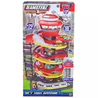 Комплект за игра с количка, Teamsterz, Metro City, Sky High Garage, 70 см