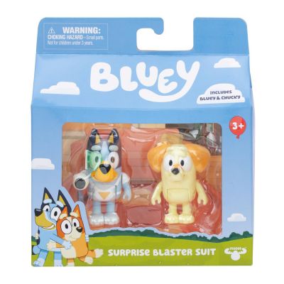 Комплект за игра с 2 фигурки, Bluey, Surprise Blaster Suit, Bluey и Chucky
