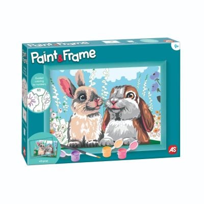 Комплект за рисуване по номера, Happy Hobby, Paint and frame, Сладки зайчета