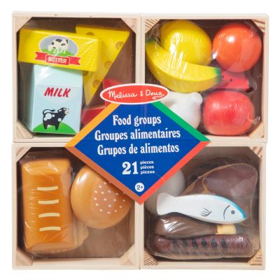 Комплект за игра, Melissa & Doug, Дървени хранителни продукти, 21 части, 6074866