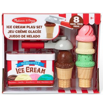 Комплект за игра, Melissa & Doug, Сладолед във фунийка, 8 части, 6074871