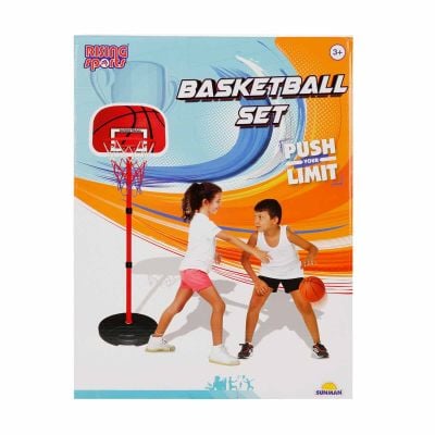 Комплект баскетболен кош с опора и топка, Rising Sports, 133 см