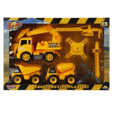 Комплект 3 строителни превозни средства и аксесоари, Zapp Toys