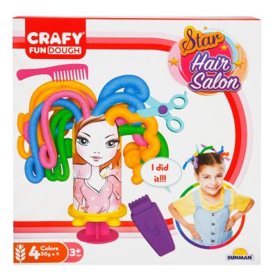 Комплект за моделиране с пластилин, фризьорски салон, Crafy, 11 части, 200 гр