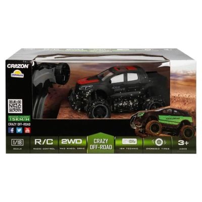 Високопроходим автомобил с дистанционно управление, Crazon, Crazy Off-Road, 1:18, Черно - червен