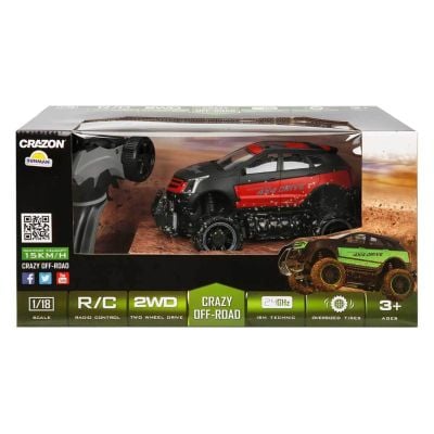 Високопроходим автомобил с дистанционно управление, Crazon, Crazy Off-Road, 1:18, Червено - Черен