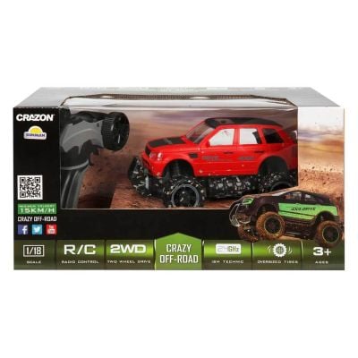 Високопроходим автомобил с дистанционно управление, Crazon, Crazy Off-Road, 1:18, Червен