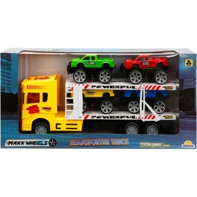 Жълт транспортер на 2 нива и 4 коли Jeep, Maxx Wheels, 1:32, 32 см
