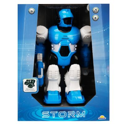 Робот със светлини и звуци, Storm Brave, Син, 25 см