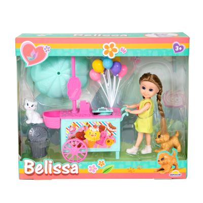 Комплект за игра с кукла Belissa, Количка за сладолед, Синя