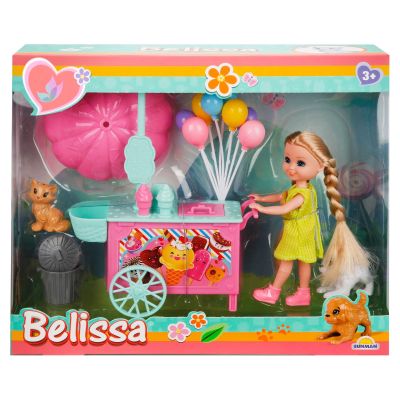 Комплект за игра с кукла Belissa, Количка за сладолед, Розова