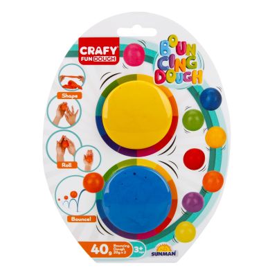 Комплект пластилин Crafy, 2 цвята, Жълт и син, 40 гр