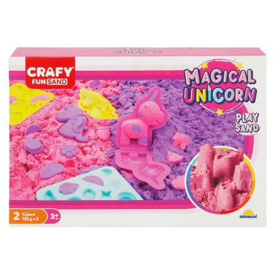 Комплект моделиращ пясък, Crafy, Еднорог, 7 части, 200 гр