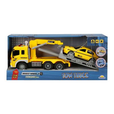 Камион със светлини и звуци, Taxi, Maxx Wheels, 1:16, Жълт