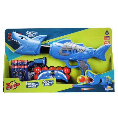 Играчка оръжие с 10 стрелички и топчета от дунапрен, Zapp Toys, Shark, Синя