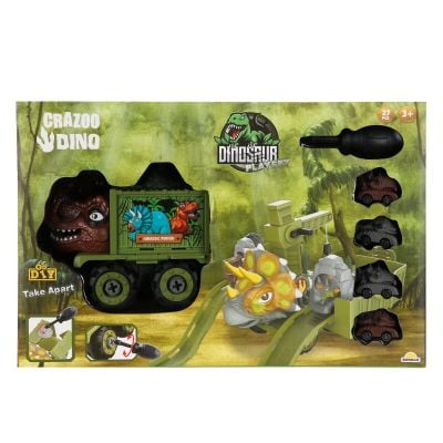 Комплект за игра с превозни средства, Crazoo Dino, 27 части