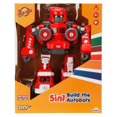 Трансформиращ се робот 5в1 със звук и светлина, Zapp Toys, Autobots, Червен