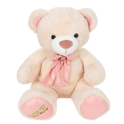 Плюшено мече с панделка, Puffy Friends, Розово, 50 см