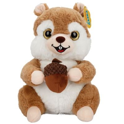 Плюшена играчка, Puffy Friends, Катеричка с жълъд, Светлокафява, 30 см