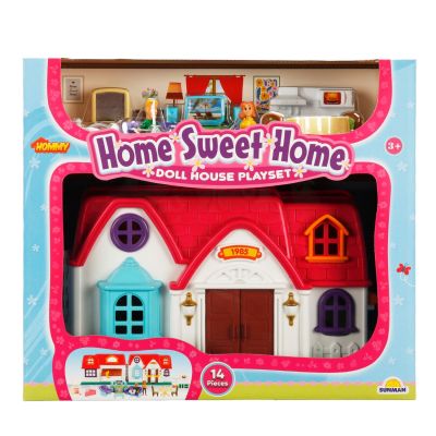 Комплект за игра къщичка и 2 фигурки, Hommy, Home Sweet Home, 14 части
