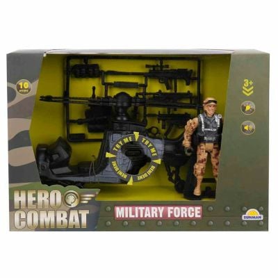 Комплект военен хеликоптер с фигурка, Hero Combat