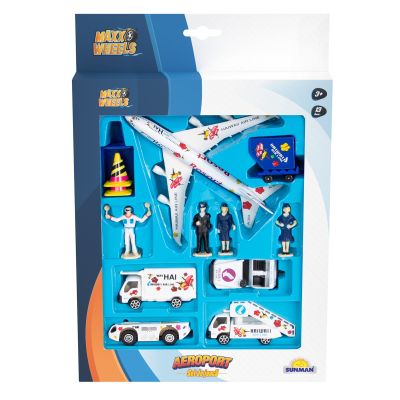 Комплект за игра с превозни средства, Maxx Wheels, Летище, 13 части