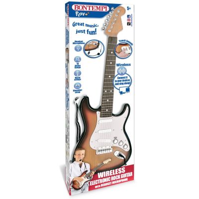 Електронна рок китара с микрофон, Bontempi, Wireless, 67 см