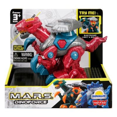 Динозавър със светлини и звуци, Happy Kid, M.A.R.S. 14 см, Червен