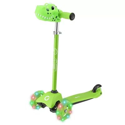 Тротинетка с 3 колела, светлини, Evo, Dino Light Up Mini Cruiser, Зелена