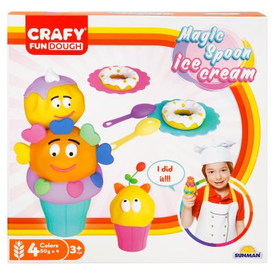 Комплект за моделиране на пластилин, Magic Spoon Ice Cream, Crafy, 22 части