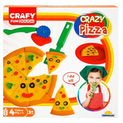 Комплект за моделиране, Crazy Pizza от пластилин Crafy, 10 части