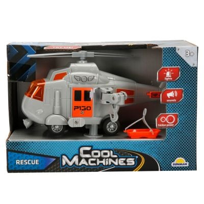 Спасителен хеликоптер със звуци и светлини, Cool Machines, Сив, 1:20