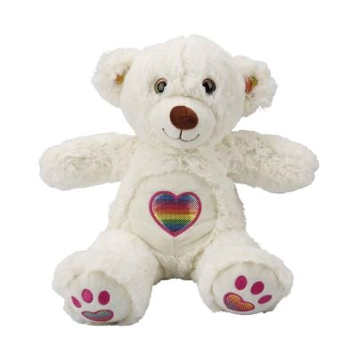 Плюшено мече, Puffy Friends, Rainbow Heart, Бяло, 30 см