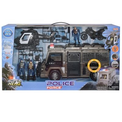 Комплект превозни средства SWAT със звуци, светлини и 3 фигурки, Hero Combat, Police Force